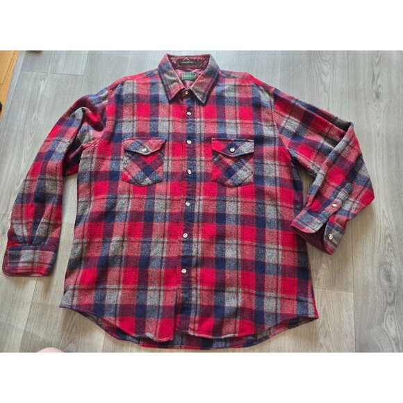 Ardsley Mens XL Plaid Flannel Wool Shirt With Single Needle Tailoring - Picture 4 of 8